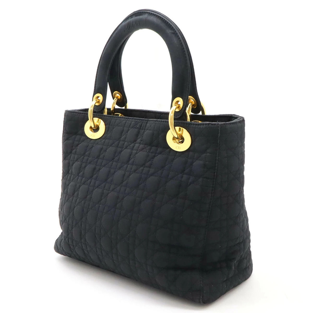 Dior Handbag Cannage Black Bag Lady Tote Christian Black